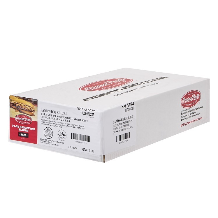 PHILADELPHIA CHEESESTEAK BEEF PHILLY FLAT SLICED RAW FROZEN 4 OZ