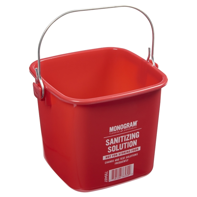 Monogram Sanitizer 3 Quart Bucket Red Plastic