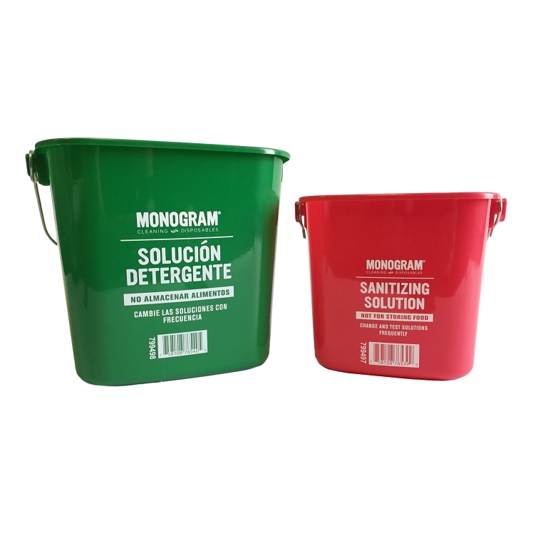 Monogram Sanitizer 3 Quart Bucket Red Plastic