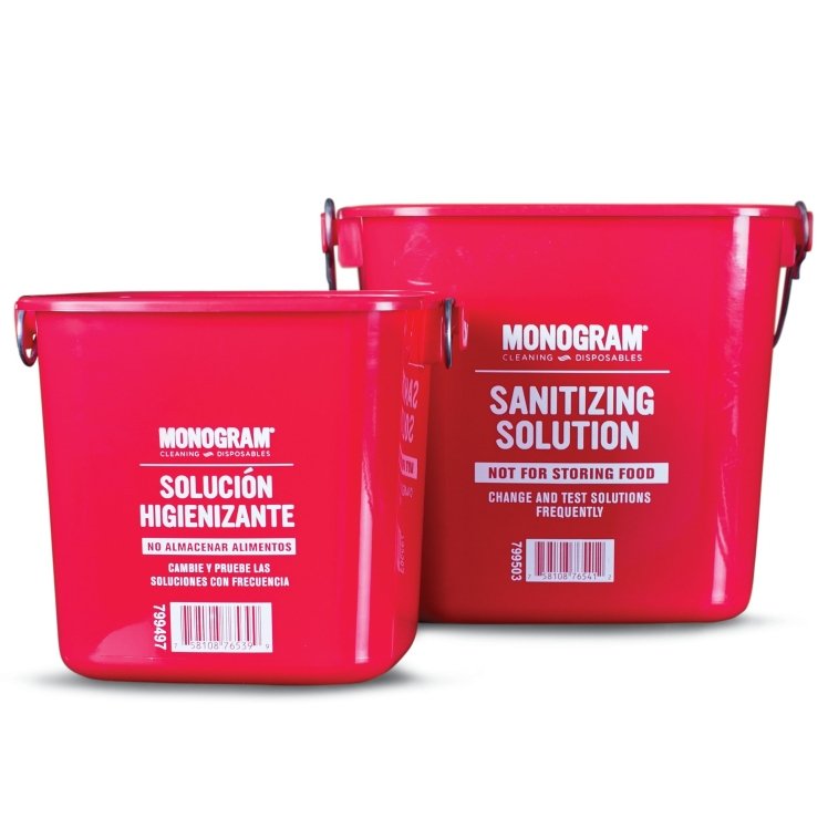 Monogram Sanitizer 3 Quart Bucket Red Plastic