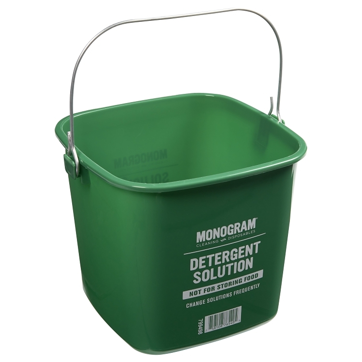 MONOGRAM PLASTIC BUCKET, DETRG 6 QUART GREEN