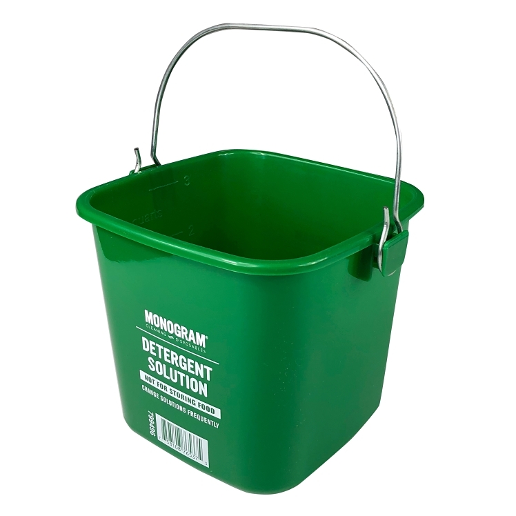 MONOGRAM PLASTIC BUCKET, DETRG 6 QUART GREEN