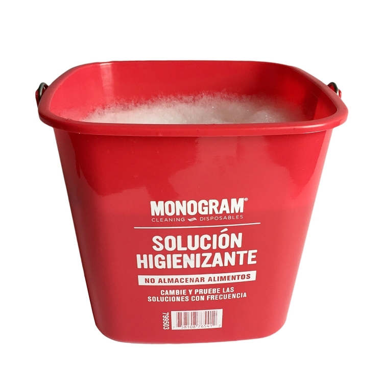 MONOGRAM BUCKET SANITIZER 6 QUART PLASTIC RED