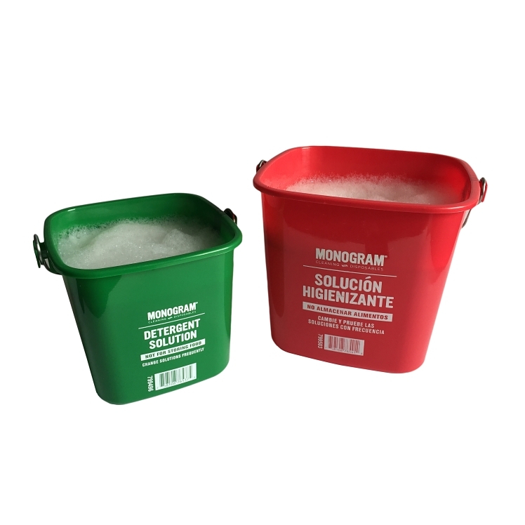 MONOGRAM BUCKET SANITIZER 6 QUART PLASTIC RED