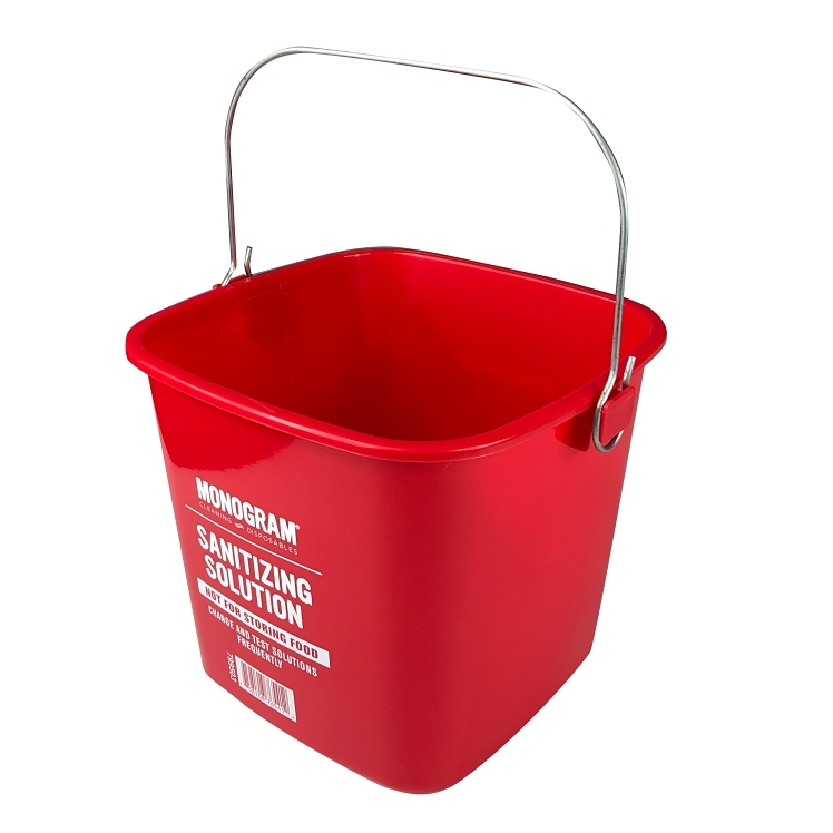 MONOGRAM BUCKET SANITIZER 6 QUART PLASTIC RED