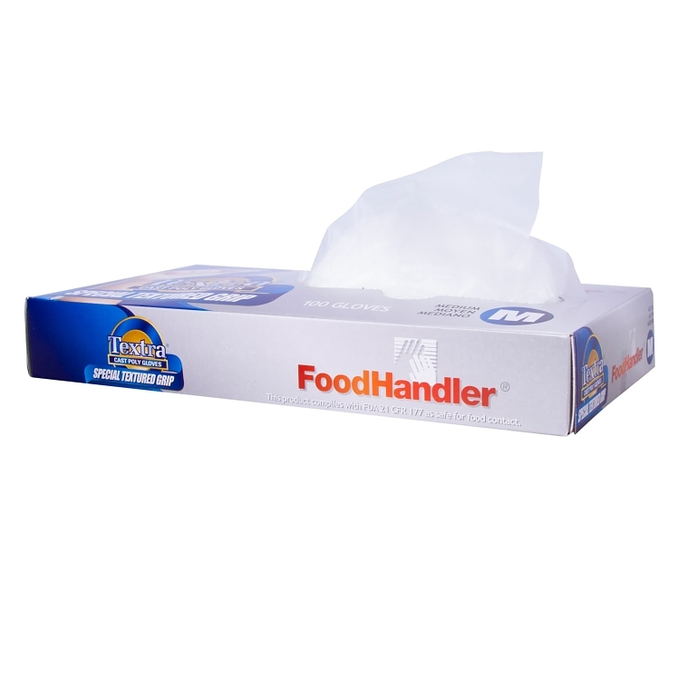 FOODHANDLER MEDIUM CLEAR TEXTURED CAST POLY GLOVES