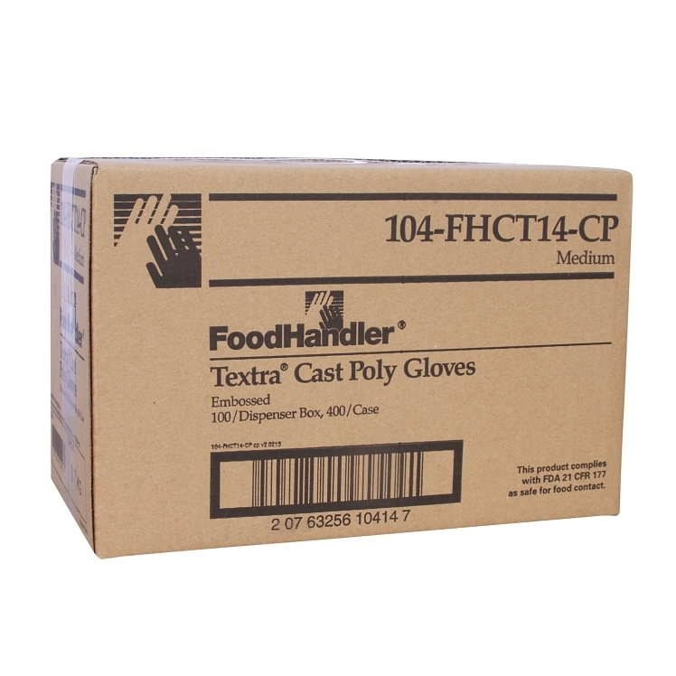 FOODHANDLER MEDIUM CLEAR TEXTURED CAST POLY GLOVES