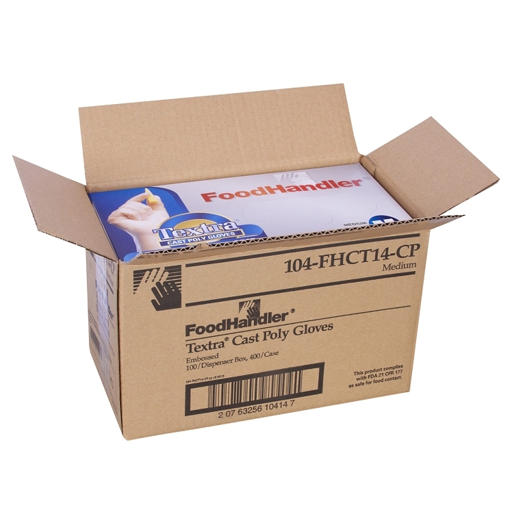 FOODHANDLER MEDIUM CLEAR TEXTURED CAST POLY GLOVES