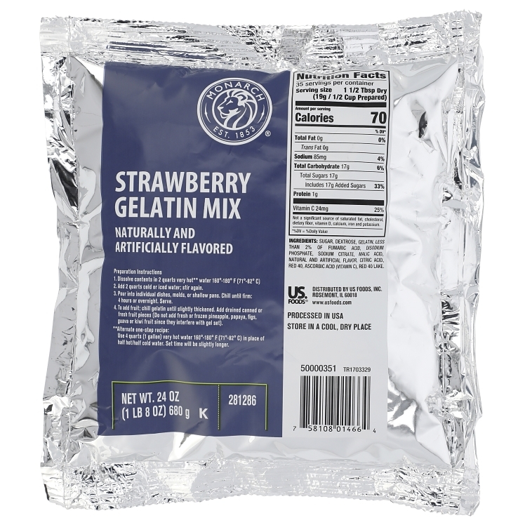 MONARCH GELATIN MIX STRAWBERRY