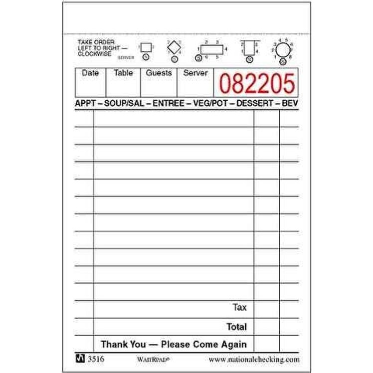 NATIONAL CHECK GUEST CHECK, 1 PART GREEN 15