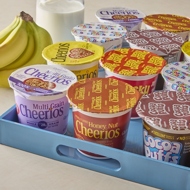 GENERAL MILLS CEREAL, ASSORTED SINGLE SERVE CUP SHELF  STABLE