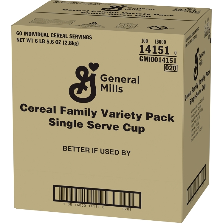 GENERAL MILLS CEREAL, ASSORTED SINGLE SERVE CUP SHELF  STABLE