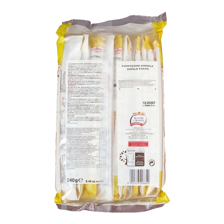 PIEMONTESI GRISSINI PLAIN BREADSTICK 7.75-8 BAG