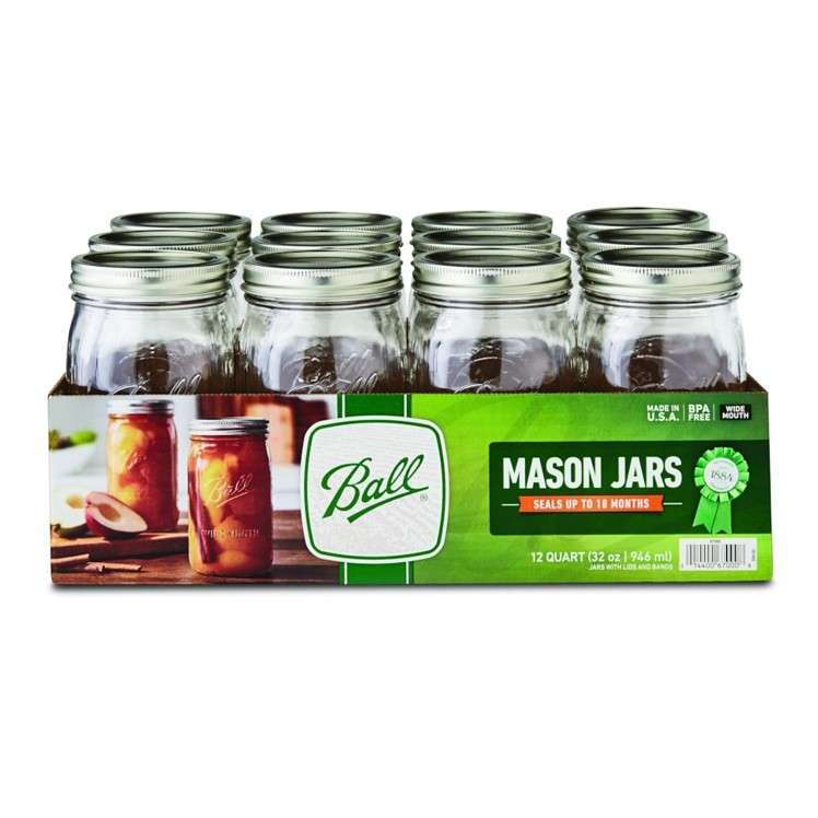 BALL WIDE MOUTH MASON JARS 1 QUART