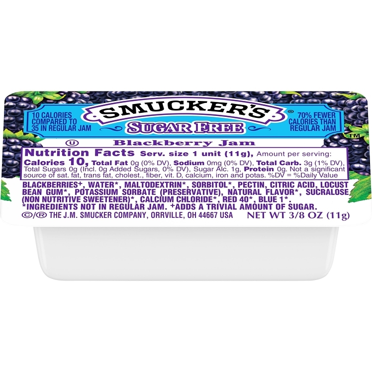 SMUCKER'S JAM ASSORTED SUGAR-FREE SINGLE SERVE CUP SHELF