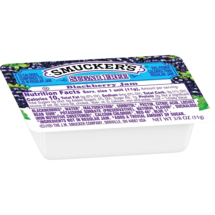 SMUCKER'S JAM ASSORTED SUGAR-FREE SINGLE SERVE CUP SHELF