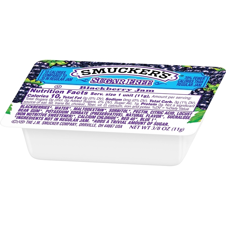 SMUCKER'S JAM ASSORTED SUGAR-FREE SINGLE SERVE CUP SHELF