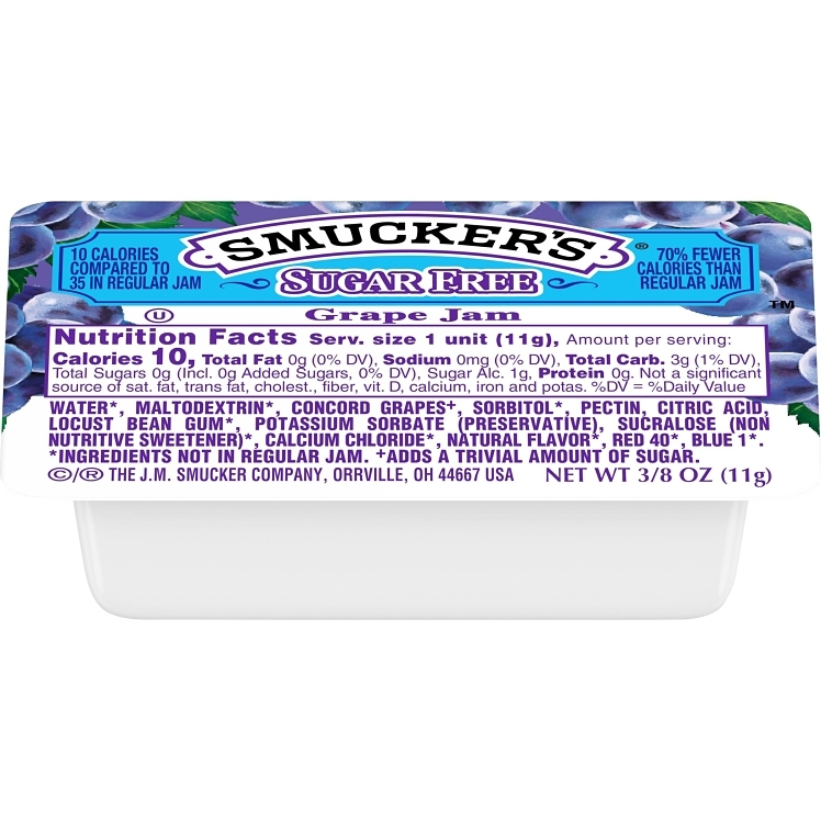 SMUCKER'S JAM ASSORTED SUGAR-FREE SINGLE SERVE CUP SHELF