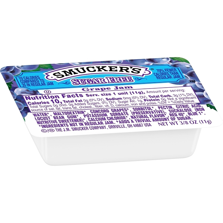 SMUCKER'S JAM ASSORTED SUGAR-FREE SINGLE SERVE CUP SHELF
