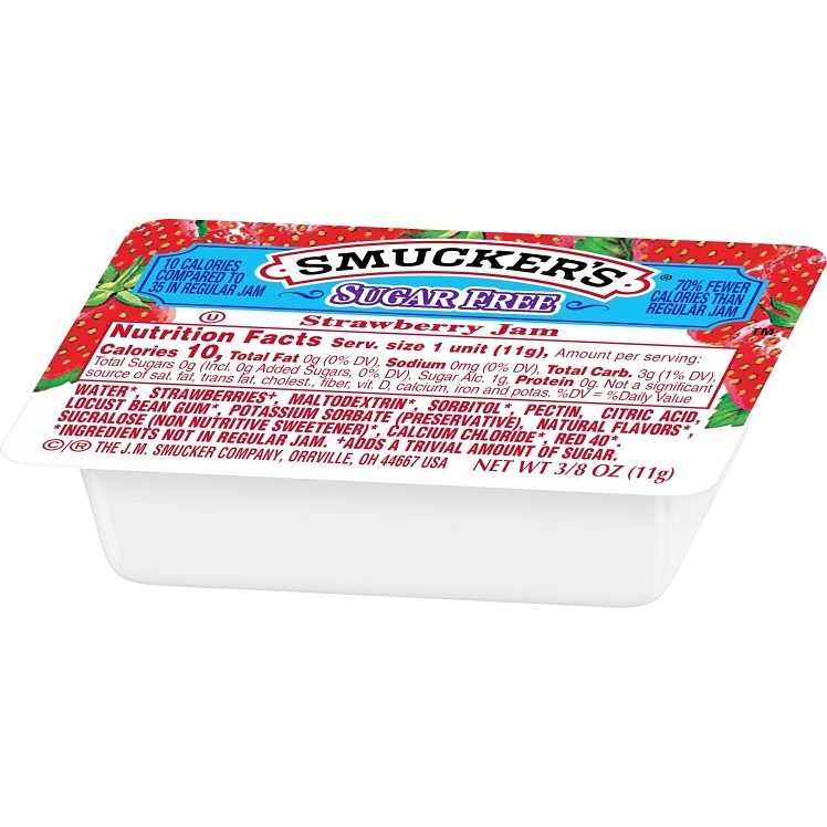 SMUCKER'S JAM ASSORTED SUGAR-FREE SINGLE SERVE CUP SHELF