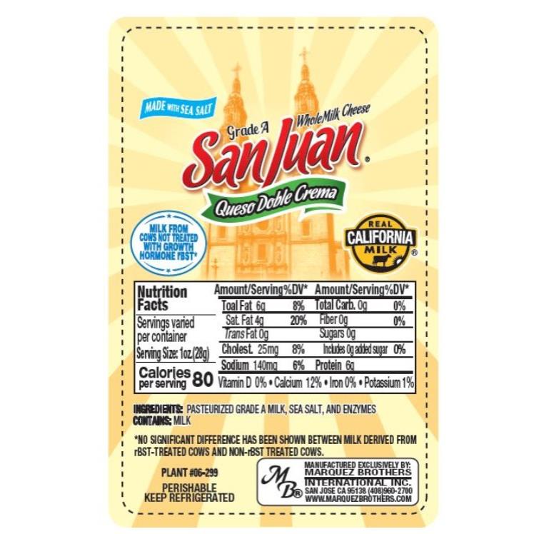 SAN JUAN QUESO CHEESE DOBLE CREMA LOG