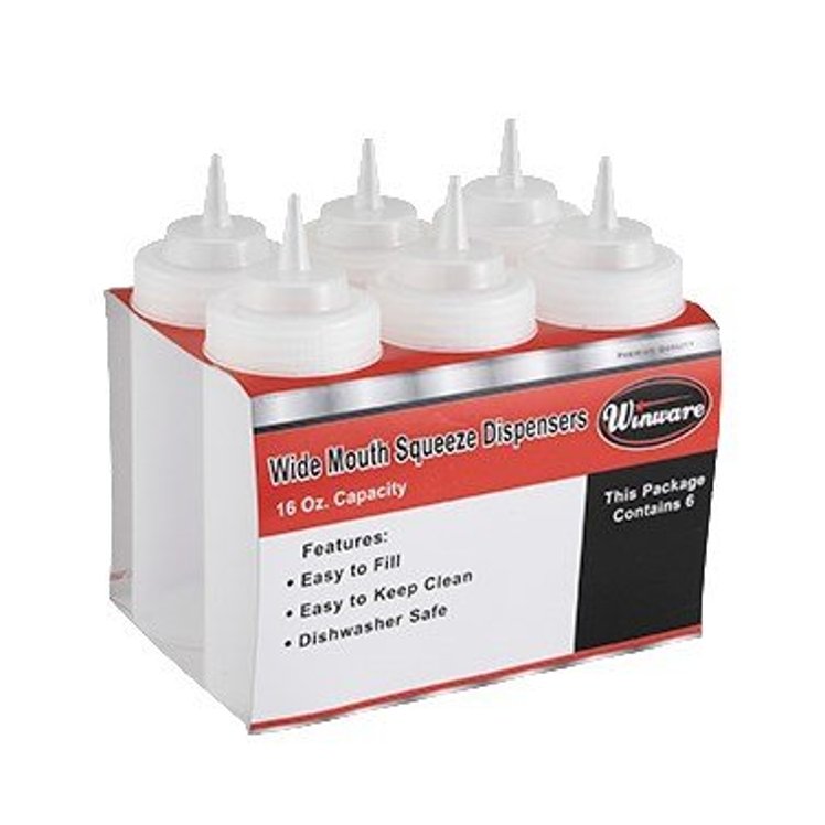 DISPENSER, SQUEEZE BOTTLE 12 OZ PLASTIC YELLOW WIDE MOUTH