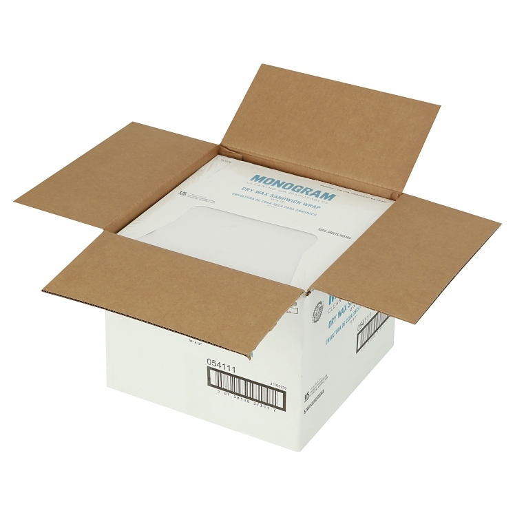 MONOGRAM FLAT WHITE 12X12 INCH WAX PAPER WRAP