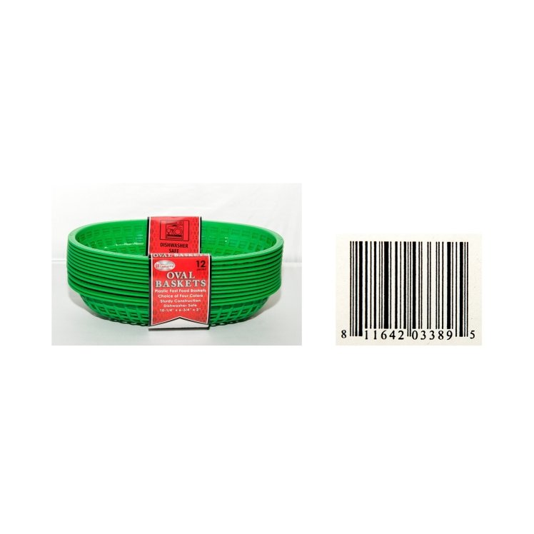 BASKET, FOOD 10.25X6.75X2 PLASTIC GREEN OVAL BPA FREE