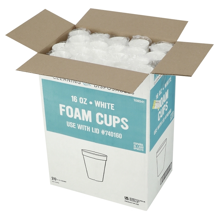 MONOGRAM WHITE FOAM CUP 16 OZ