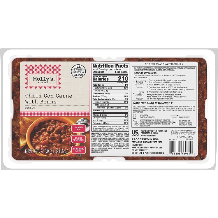 MOLLY'S KITCHEN CHILI, RED BEAN CON CARNE READY TO USE