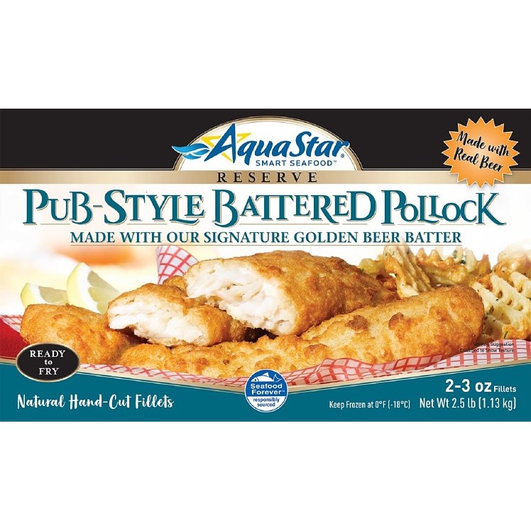 AQUA STAR BREADED POLLOCK FILLETS 2-3 OZ FROZEN