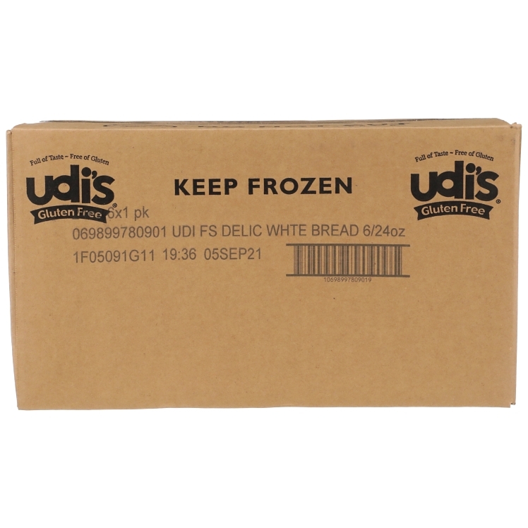 UDI'S WHITE BREAD GLUTEN FREE, 6/24OZ FROZEN