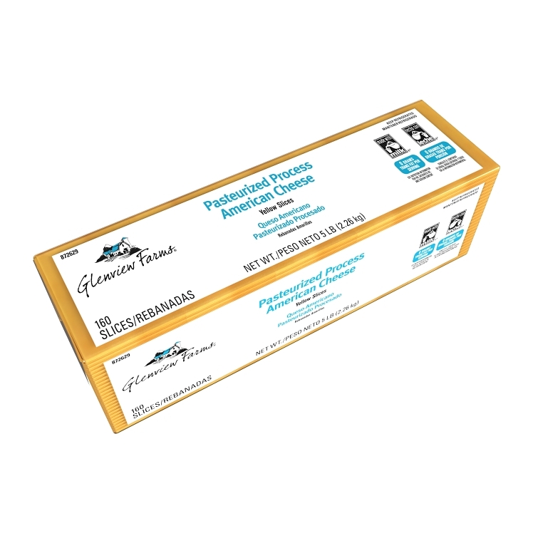 GLENVIEW FARMS YELLOW AMERICAN PROCESSED CHEESE 160 SLICE