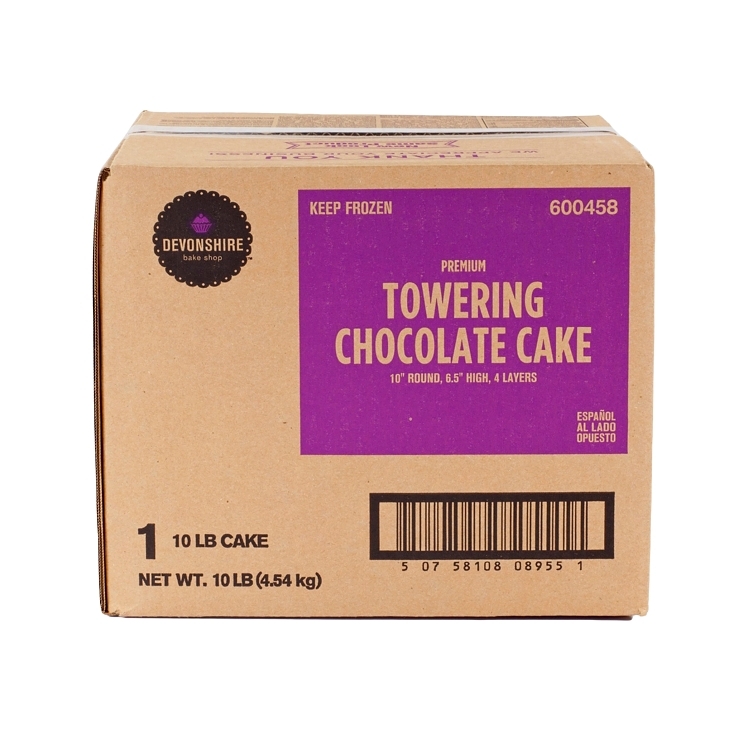 DEVONSHIRE CAKE 4 LAYER CHOCOLATE ICED 10 INCHES 10 SCORED PORTIONS