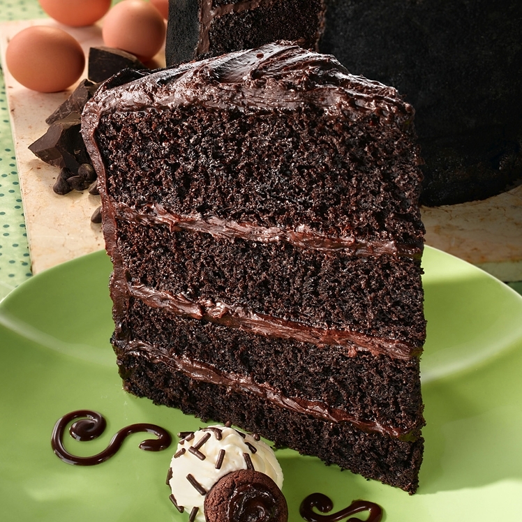 DEVONSHIRE CAKE 4 LAYER CHOCOLATE ICED 10 INCHES 10 SCORED PORTIONS