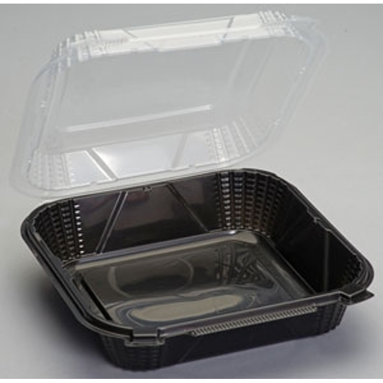 ECO-SYSTEMS 9.25X9.125X4 PROVIEW BLACK CONTAINER WITH CLEAR HINGED LID