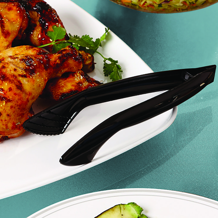 MONOGRAM 9 IN BLACK PLASTIC FOLDING SERVING TONG