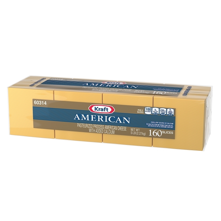 KRAFT AMERICAN PROCESSED CHEESE SLICED 160 COUNT