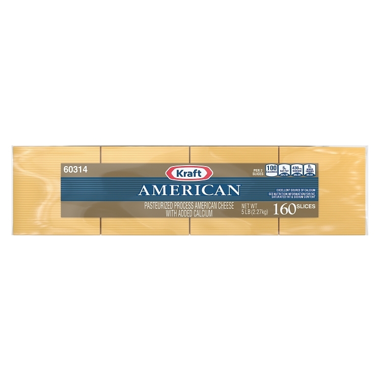 KRAFT AMERICAN PROCESSED CHEESE SLICED 160 COUNT