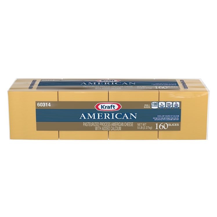 KRAFT AMERICAN PROCESSED CHEESE SLICED 160 COUNT