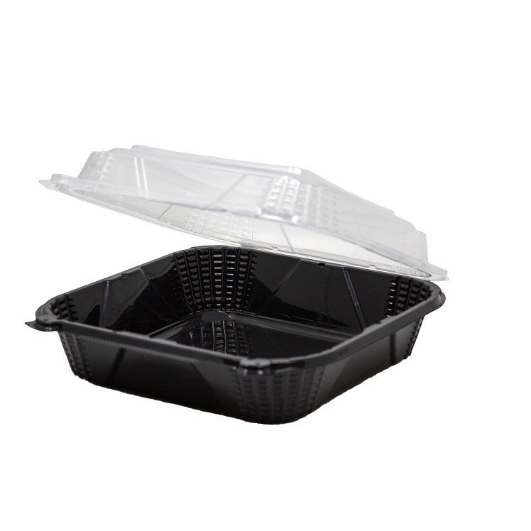 ECO-SYSTEMS PROVIEW CONTAINER BLACK WITH CLEAR HINGED LID 8 X 8 X 3