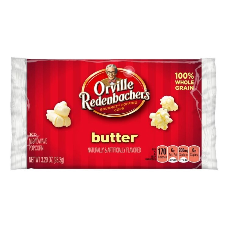 ORVILLE REDENBACHER'S POPCORN, RAW BUTTER MICROWAVEABLE