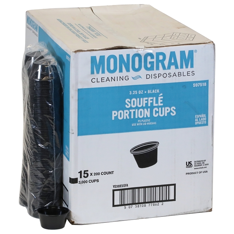 MONOGRAM 3.25 OZ BLACK PLASTIC SOUFFLE PORTION CUPS
