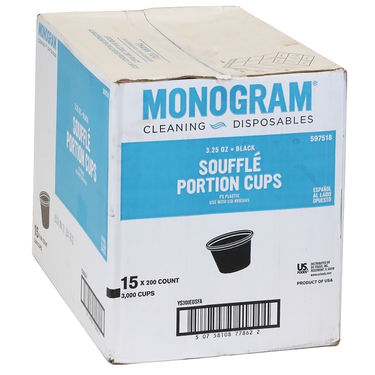 MONOGRAM 3.25 OZ BLACK PLASTIC SOUFFLE PORTION CUPS