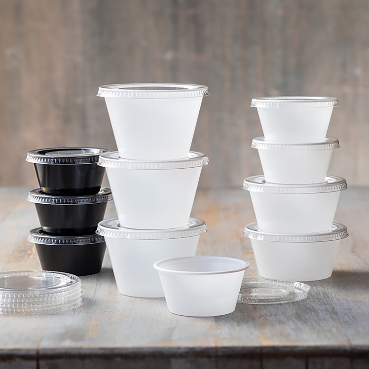 MONOGRAM 3.25 OZ BLACK PLASTIC SOUFFLE PORTION CUPS