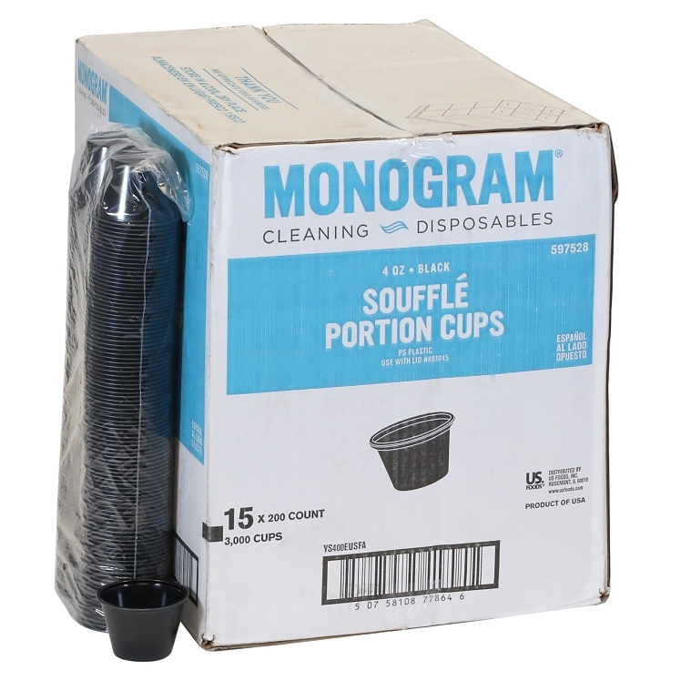 MONOGRAM BLACK PATTERN 4 OZ SINGLE PLY PLASTIC SIPPER CUP