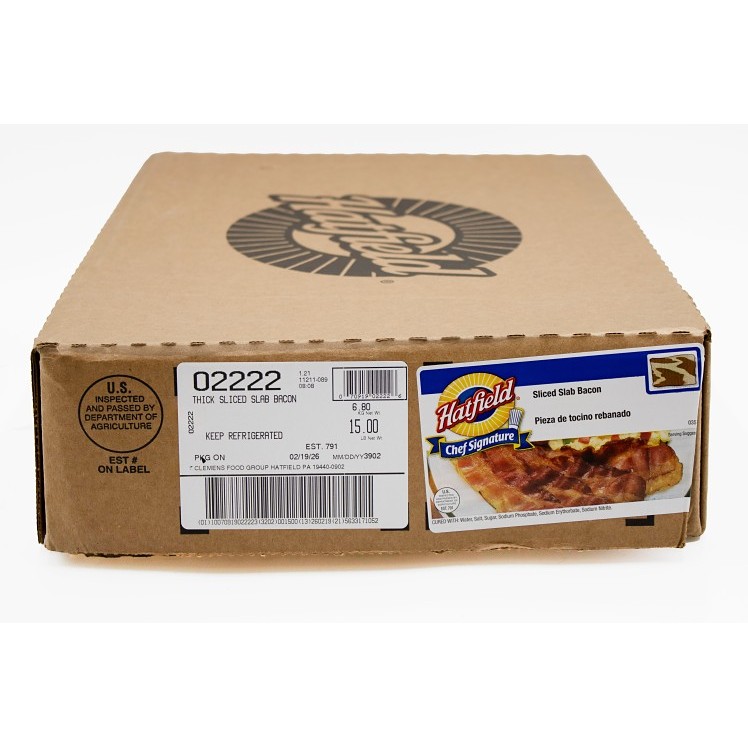 HATFIELD BACON 12-14 CT SLAB HARDWOOD SMOKED RAW REF