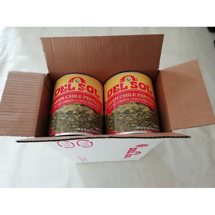 DEL SOL FIRE ROASTED GREEN CHILI PEPPER DICED PEELED