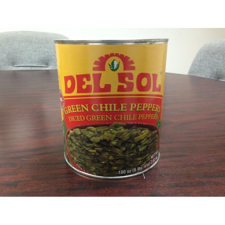 DEL SOL FIRE ROASTED GREEN CHILI PEPPER DICED PEELED