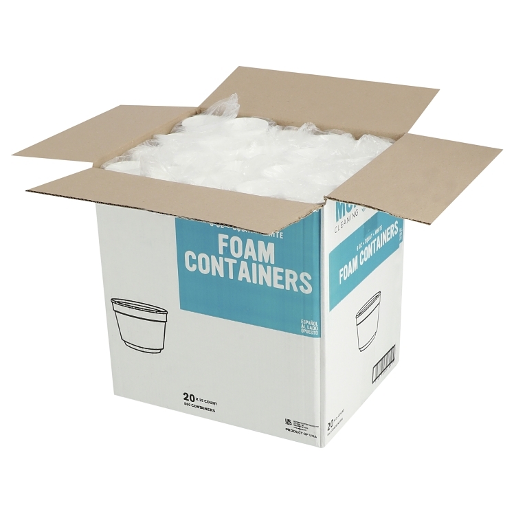 MONOGRAM 8 OZ SQUARE WHITE FOAM CONTAINER